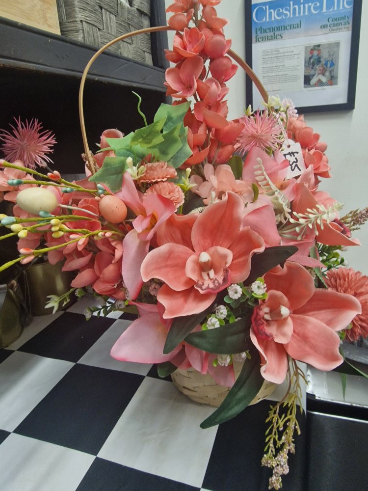 Coral Basket Bouquet