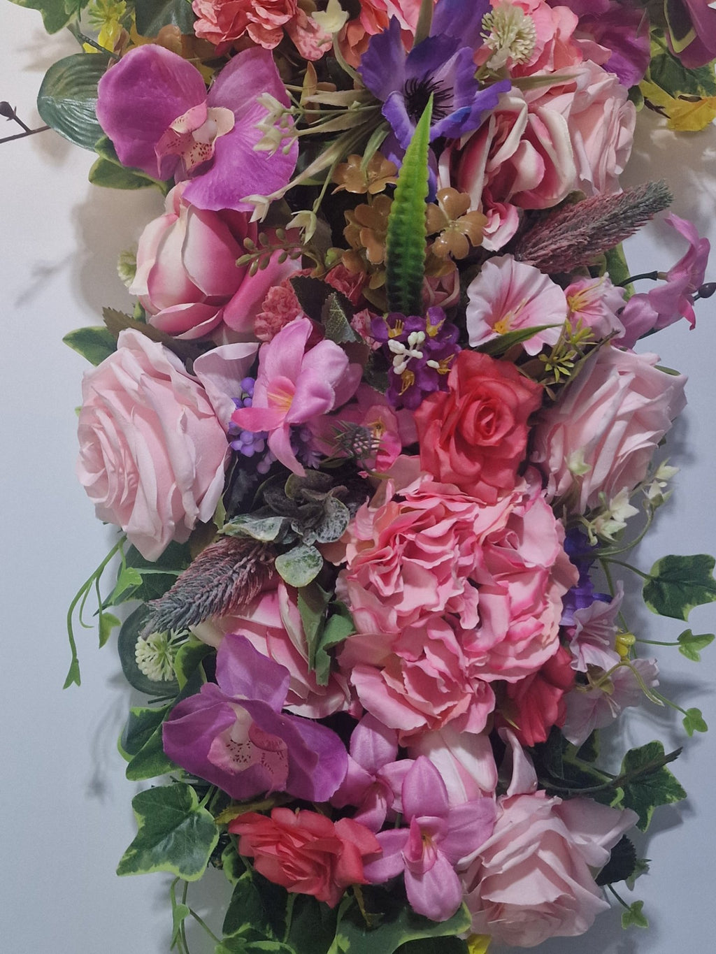 Pastel Pink Rose and Lavender Door Swag