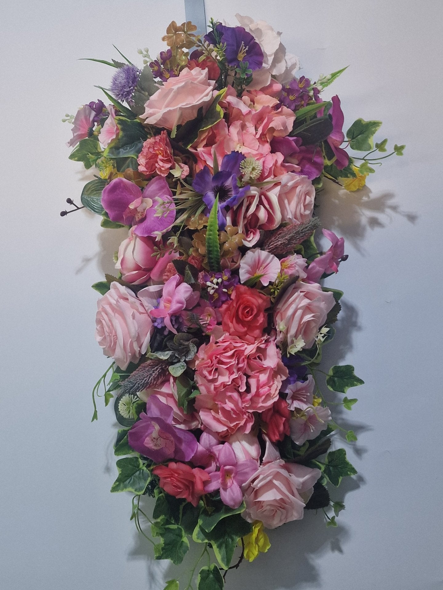 Pastel Pink Rose and Lavender Door Swag