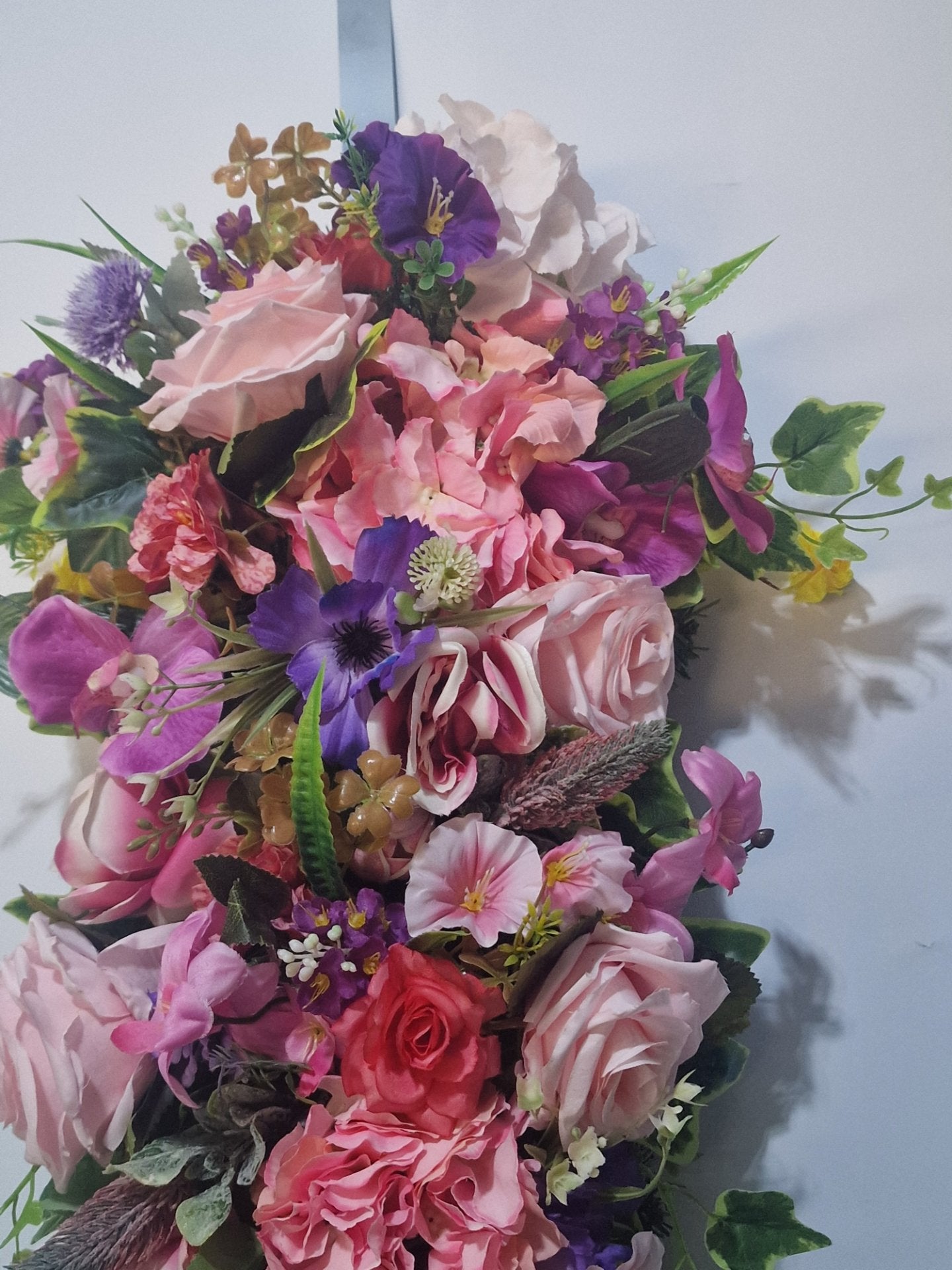 Pastel Pink Rose and Lavender Door Swag