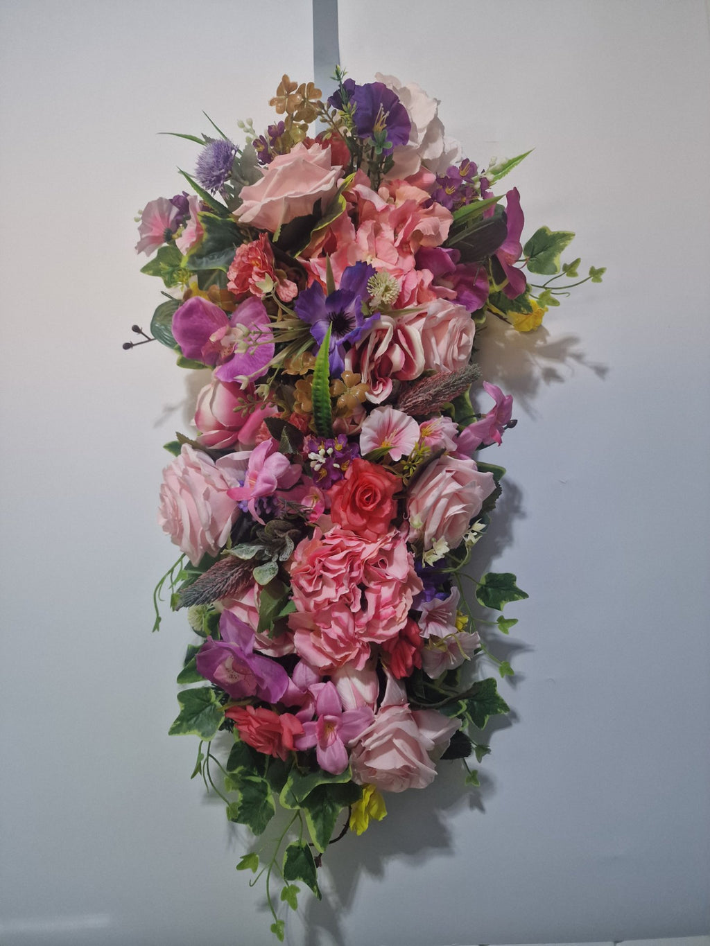 Pastel Pink Rose and Lavender Door Swag