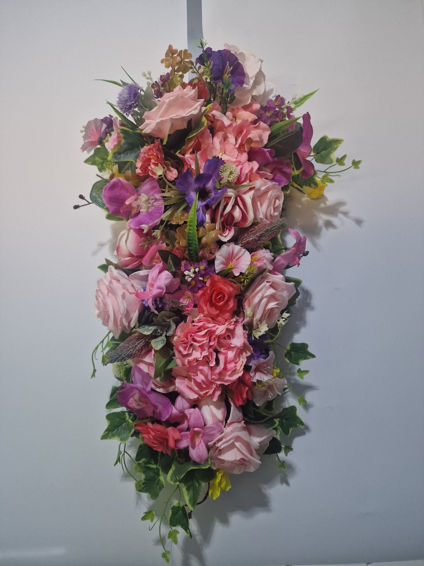 Pastel Pink Rose and Lavender Door Swag
