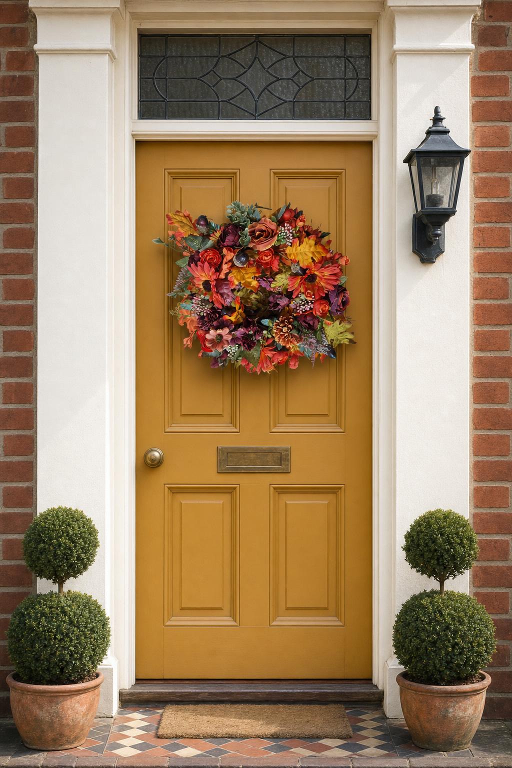 Burgundy and Burnt Orange Autumn Wreath