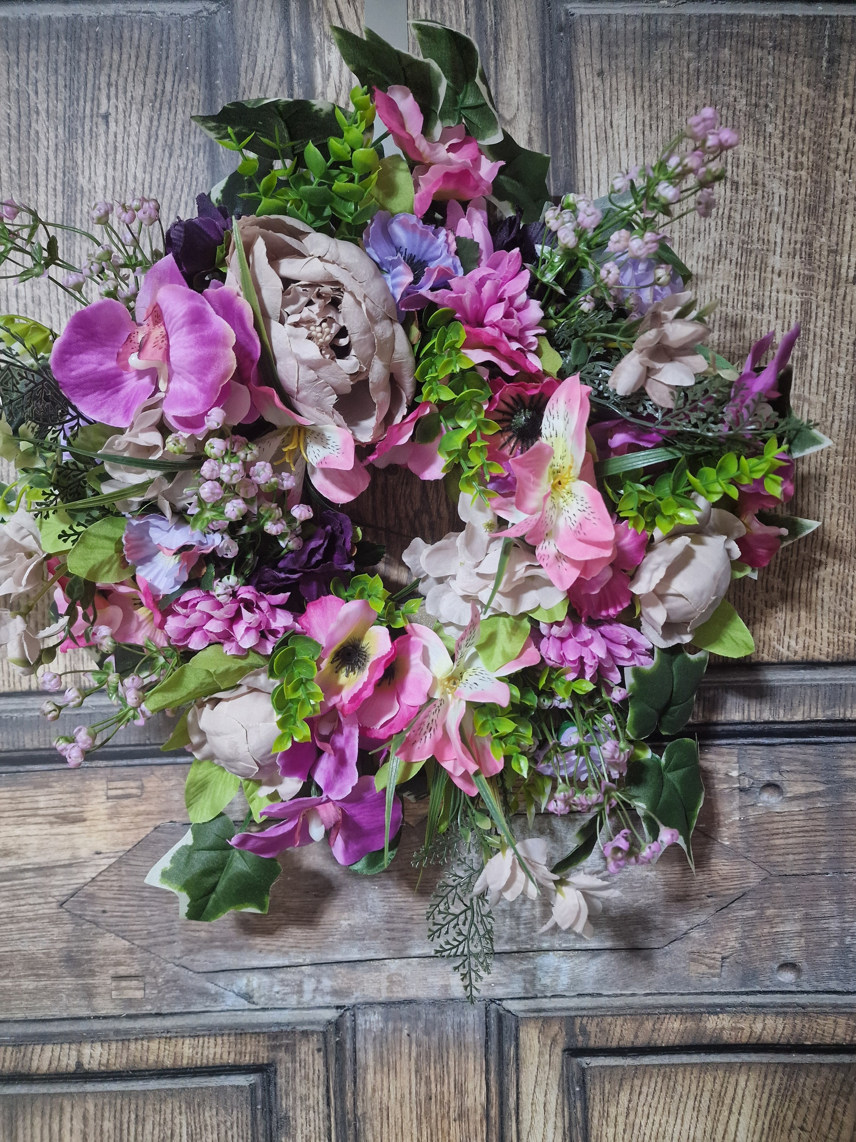 Peony and Orchid Wreath