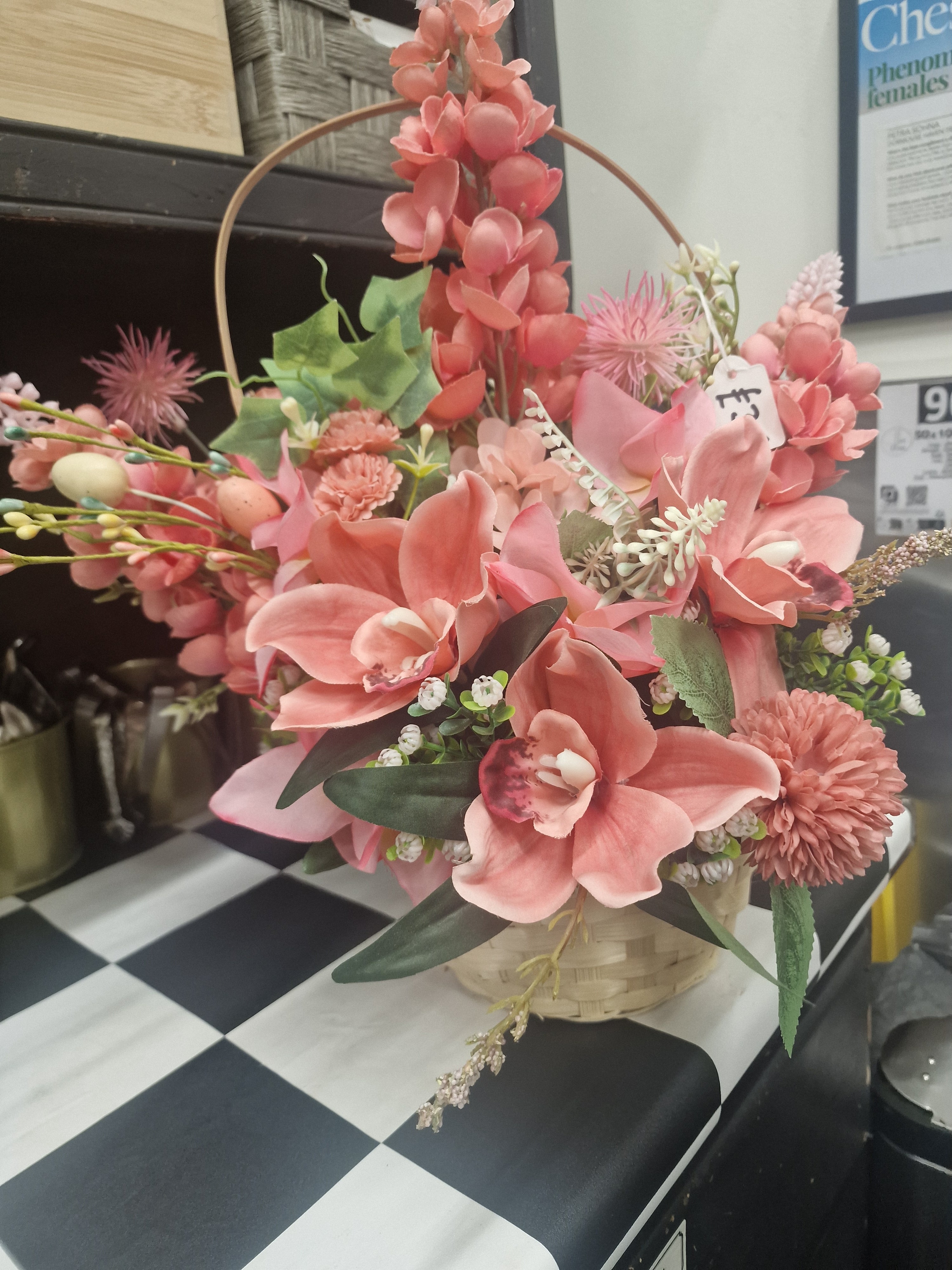 Coral Basket Bouquet