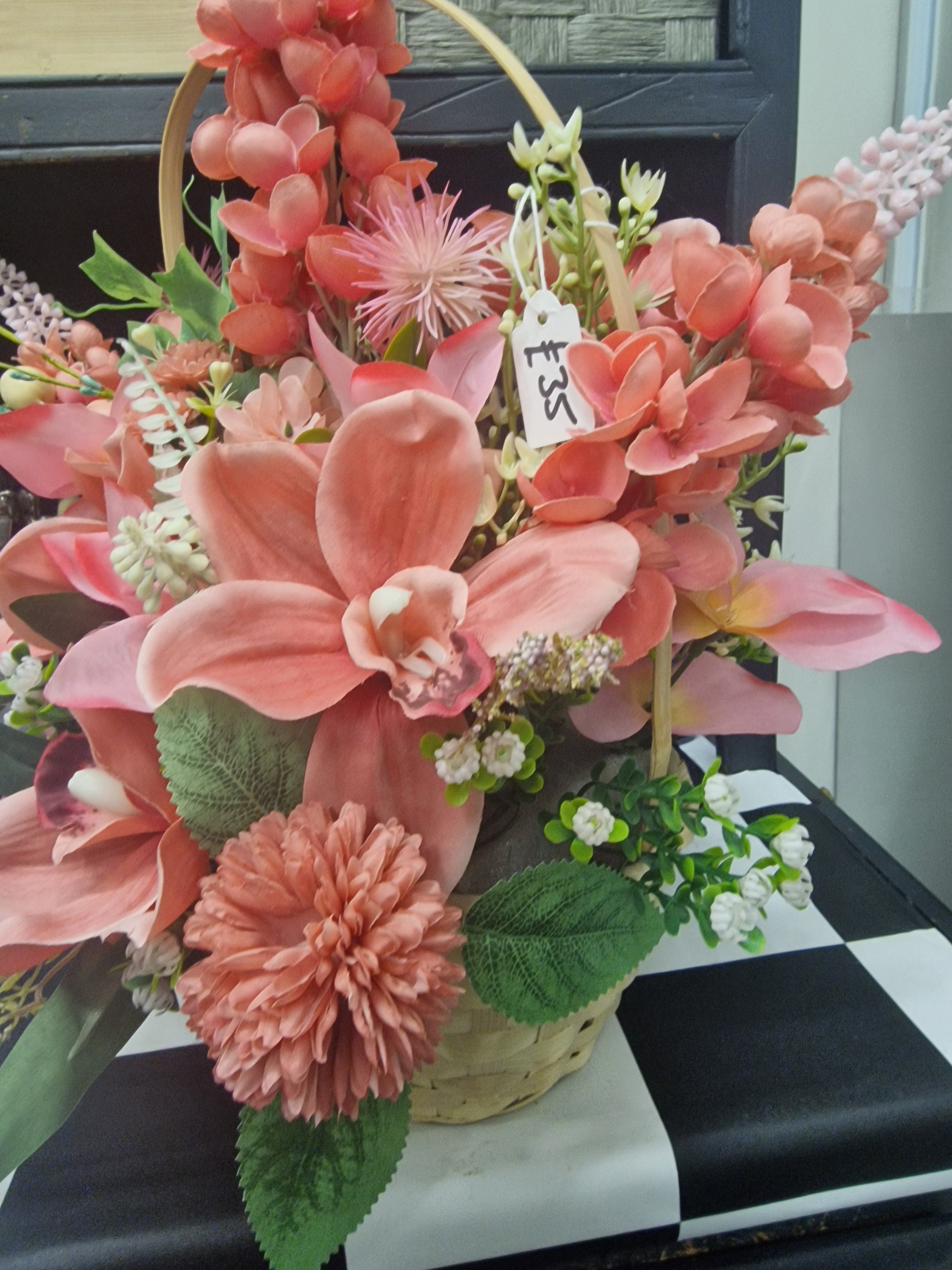 Coral Basket Bouquet