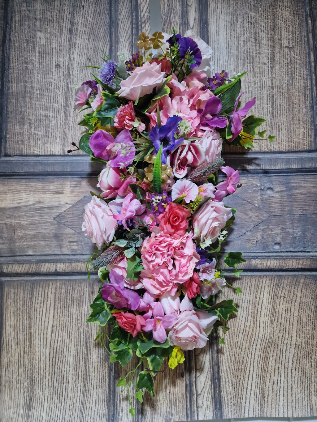 Pastel Pink Rose and Lavender Door Swag