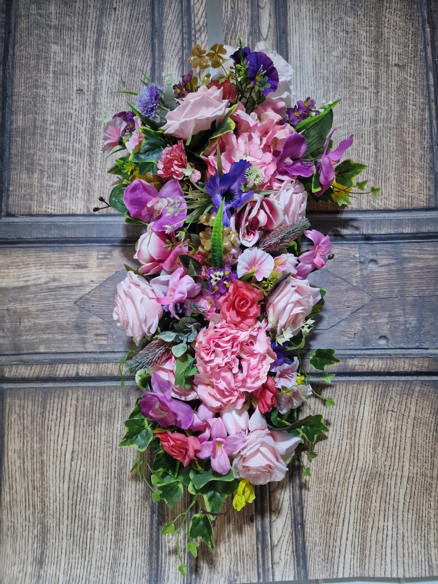 Pastel Pink Rose and Lavender Door Swag