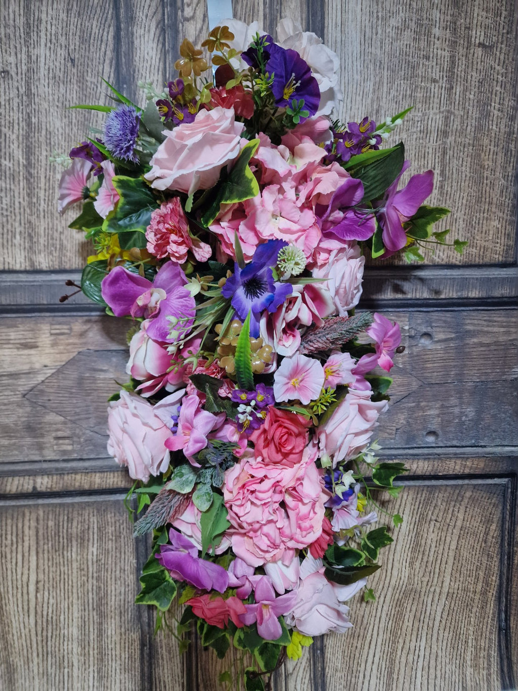 Pastel Pink Rose and Lavender Door Swag