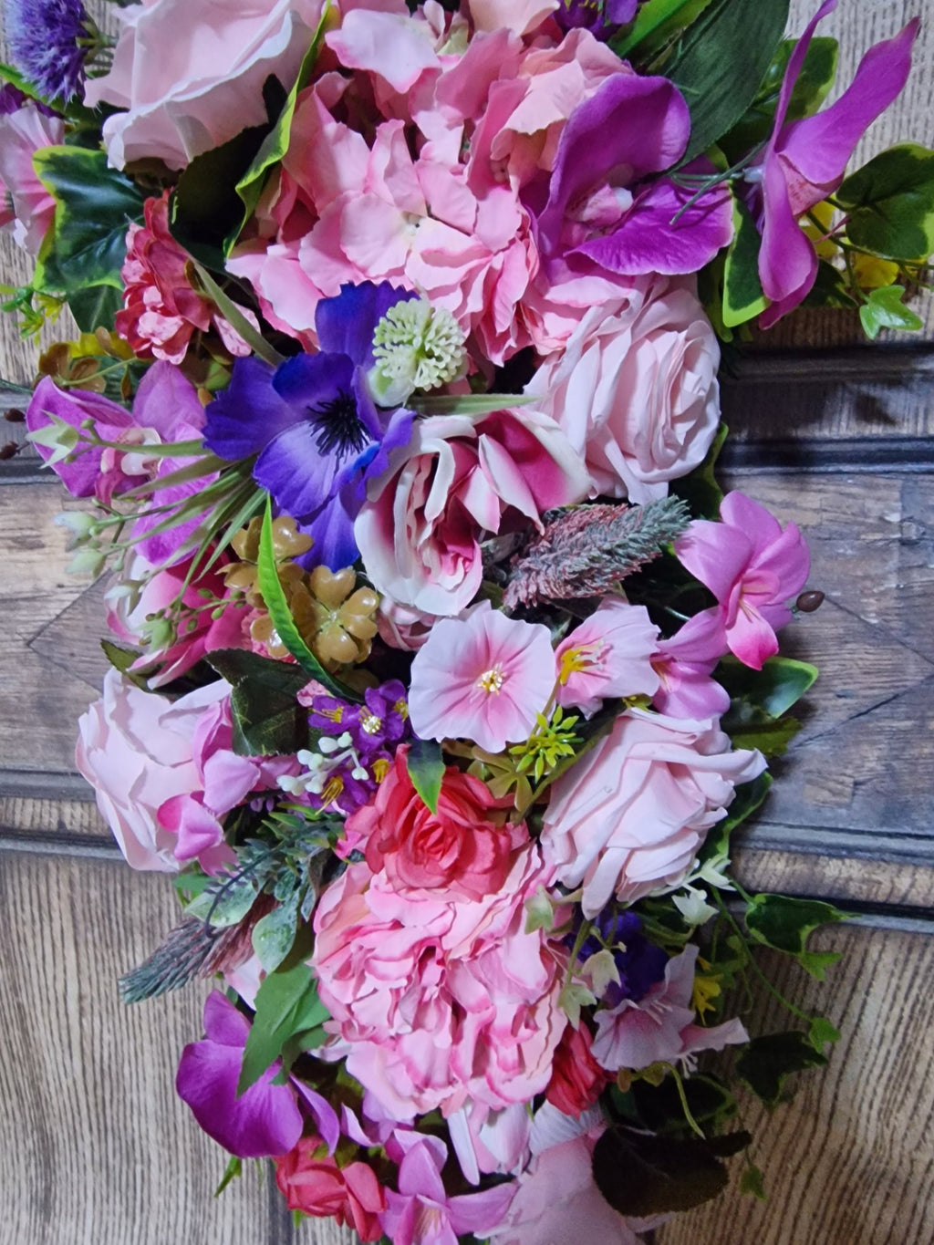 Pastel Pink Rose and Lavender Door Swag