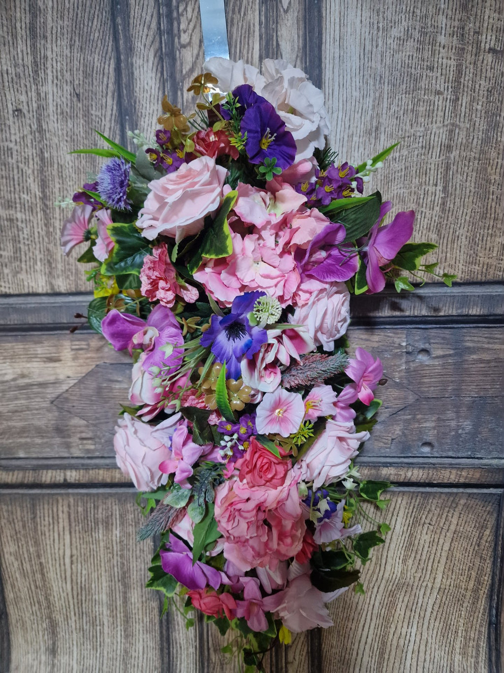Pastel Pink Rose and Lavender Door Swag